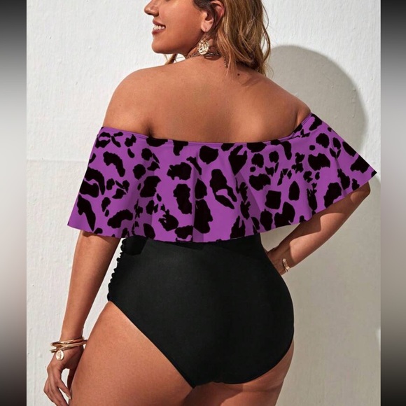 Boho leopard print off shoulder bikini swimsuit - Picture 14 of 15